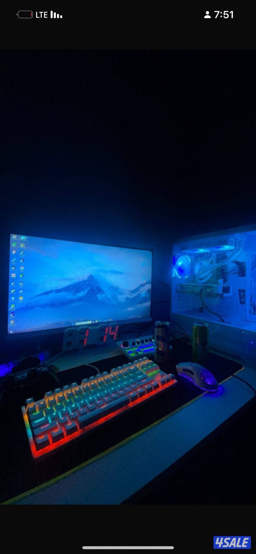 بي سي قيمينق 4060 RTX مع مبرد مائي 7 مراوح جيل 12 i51