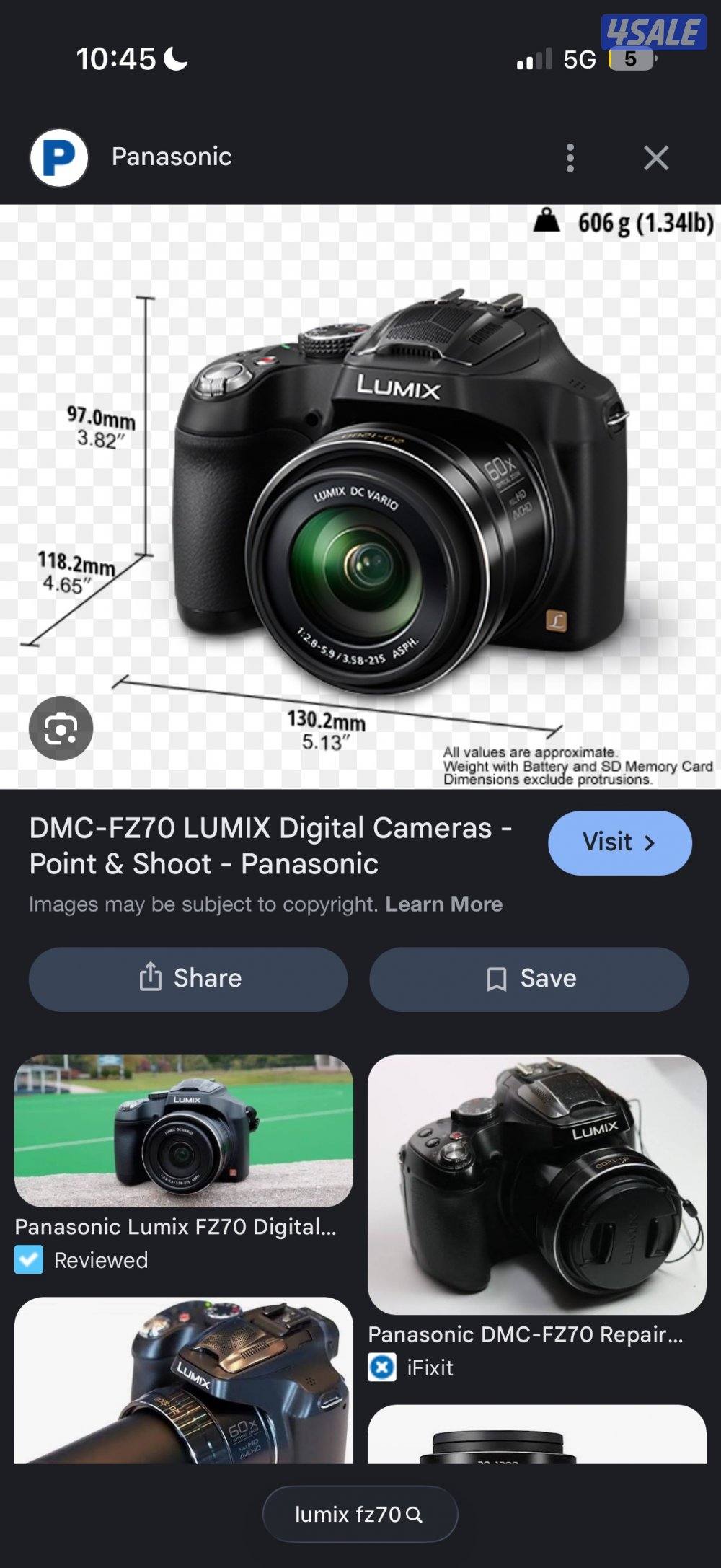 ممتازه للمبتدئين للبيع كاميرا lumix fz704