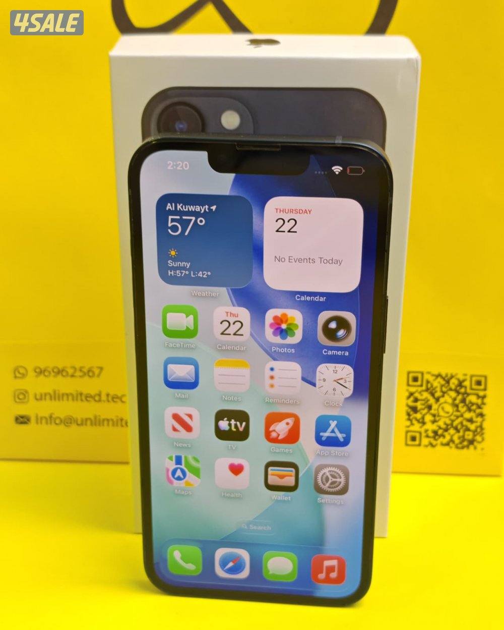 ايفون 13 – 128 جيجا – أسود iPhone 13 128GB Black – Battery 93%7