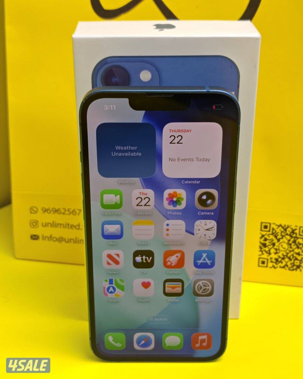 ايفون 13 – 128 جيجا – أزرق iPhone 13 128GB Blue – Battery 93%5