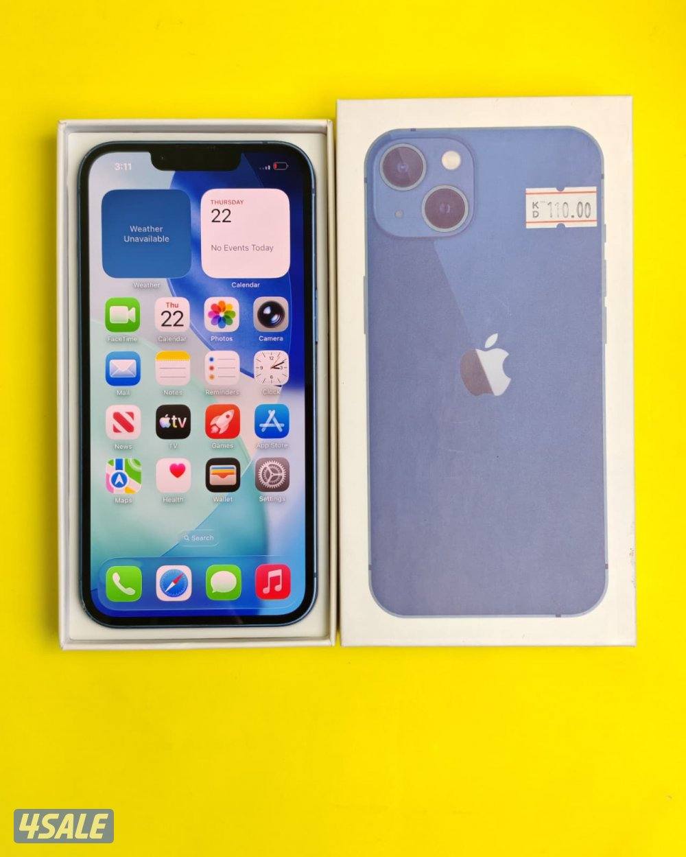 ايفون 13 – 128 جيجا – أزرق iPhone 13 128GB Blue – Battery 93%6