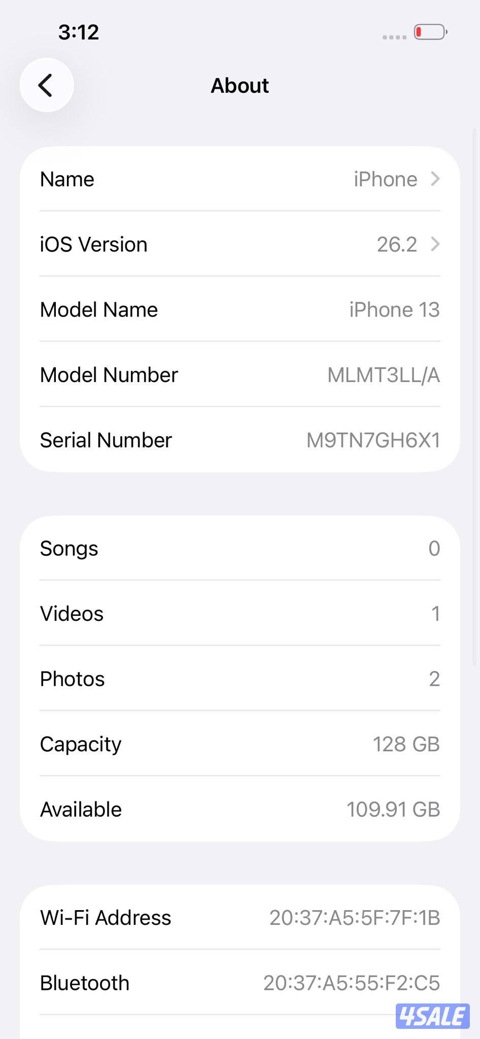 ايفون 13 – 128 جيجا – أزرق iPhone 13 128GB Blue – Battery 93%8