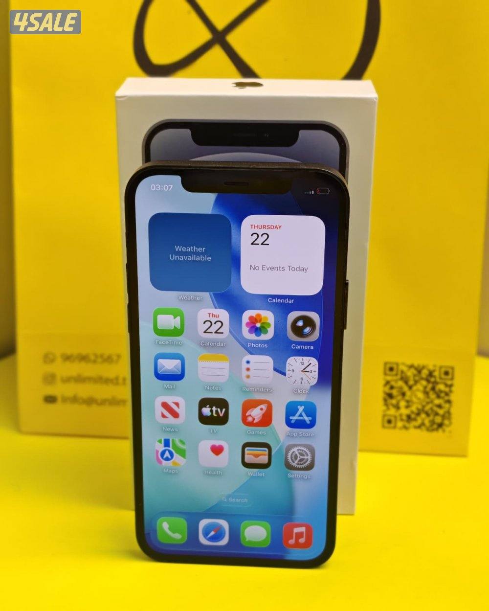 ايفون 12 – 256 جيجا – أسود iPhone 12 256GB Black – Battery 88%5