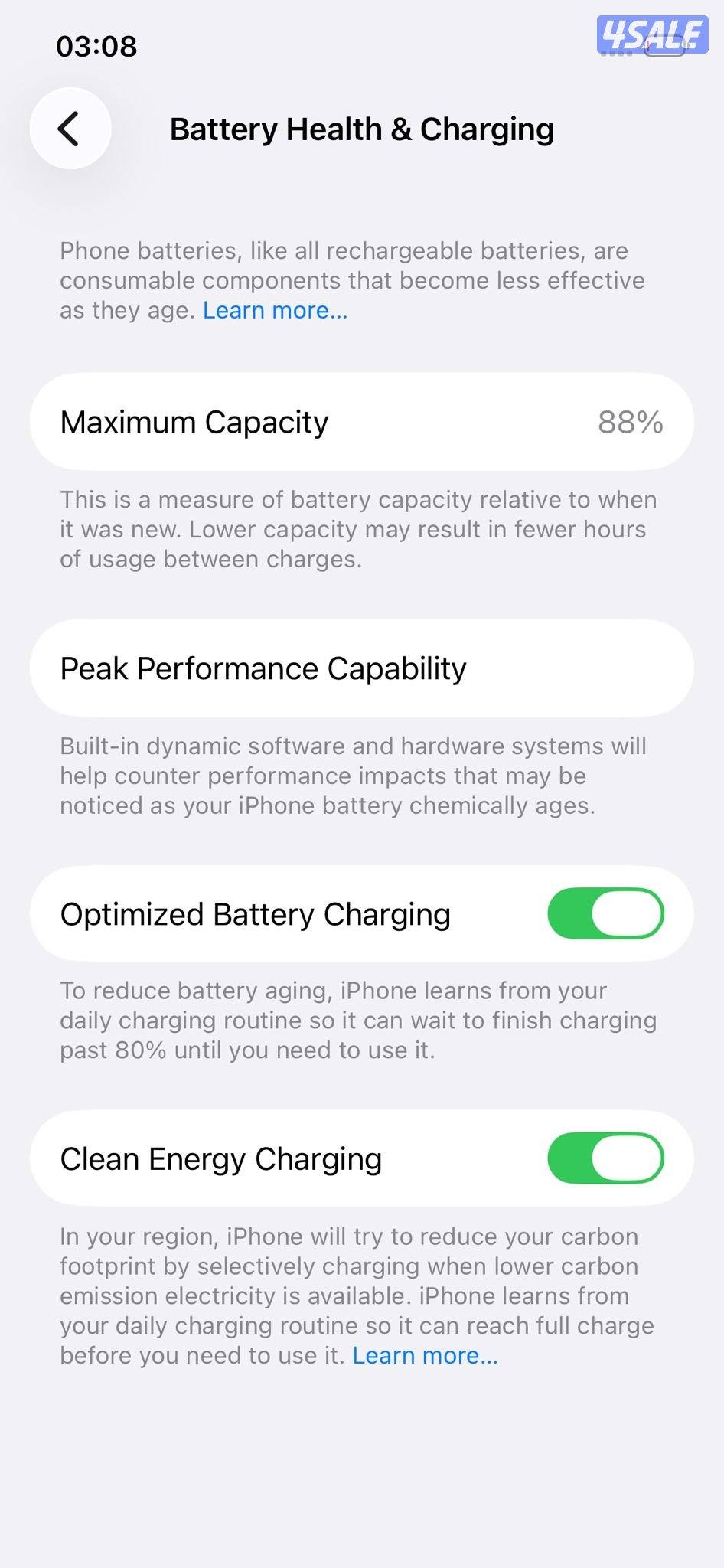 ايفون 12 – 256 جيجا – أسود iPhone 12 256GB Black – Battery 88%8