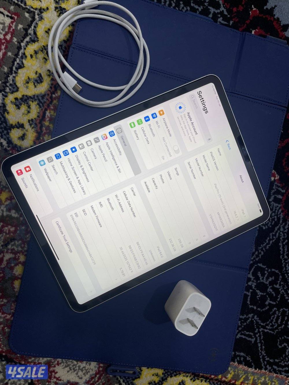 ايباد ابل برو 11 انش 256 قيقا خط شريحة 5g نظيف ما فيه شي4