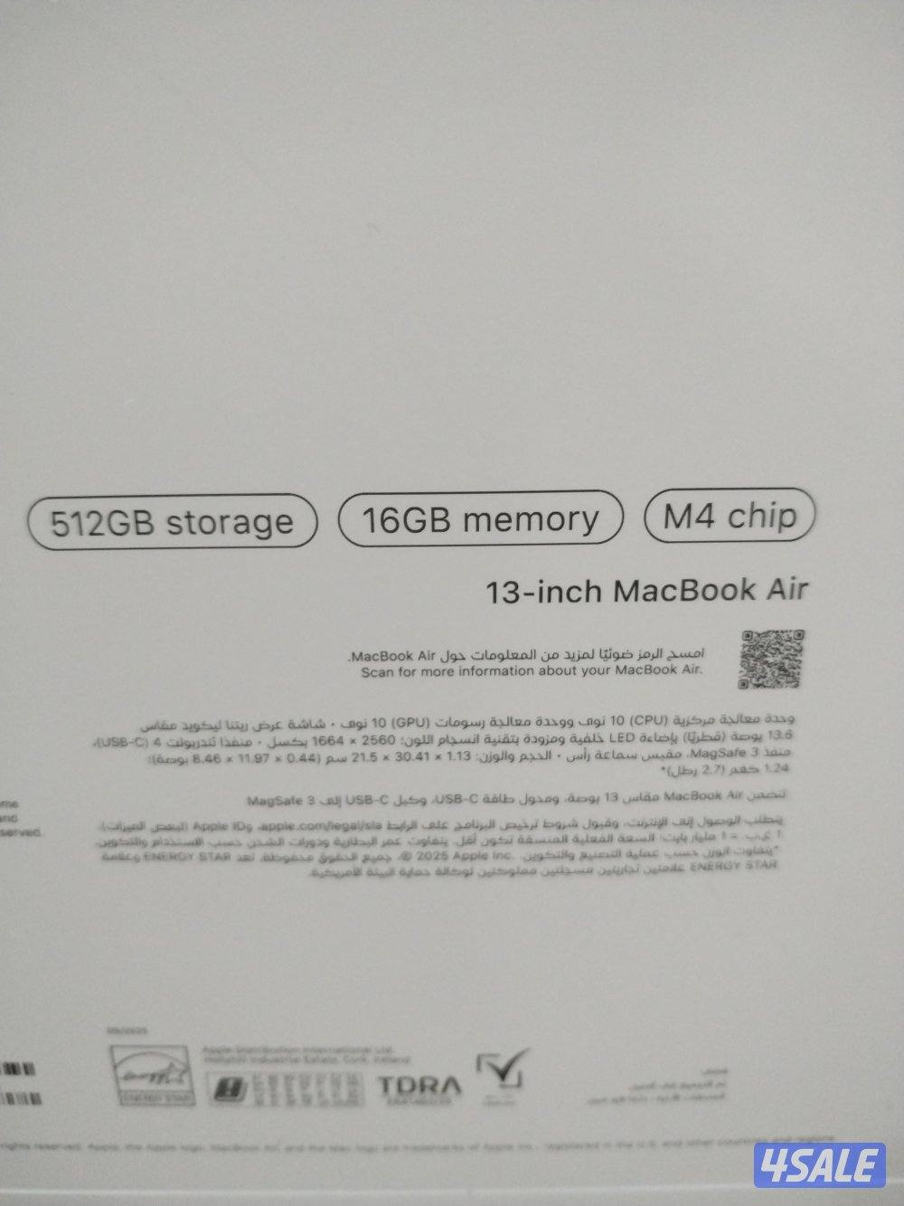 MacBook Air M4 13.6inch 512SSD 16RAM NEW BOX2