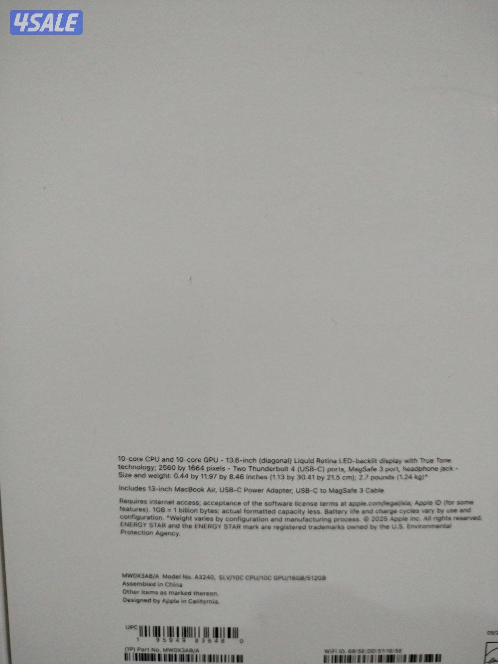 MacBook Air M4 13.6inch 512SSD 16RAM NEW BOX3