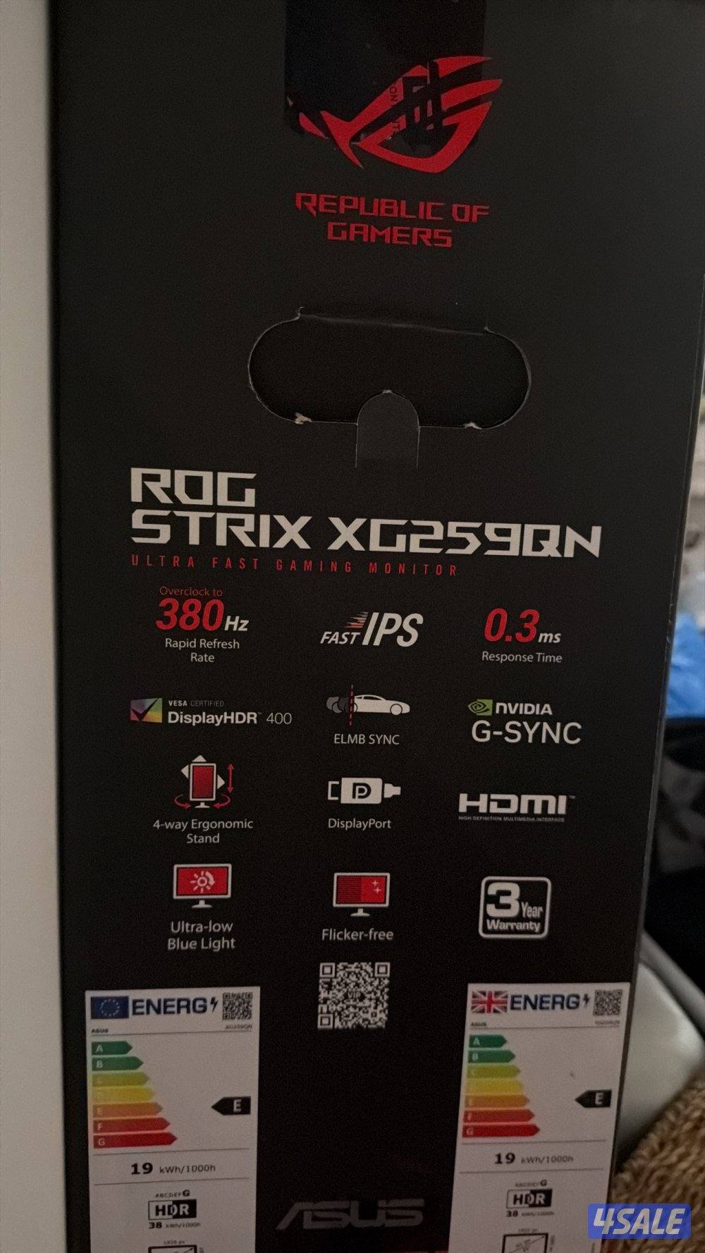 شاشة مونيتور نظيفة asus ROG STRIX XG259QN0