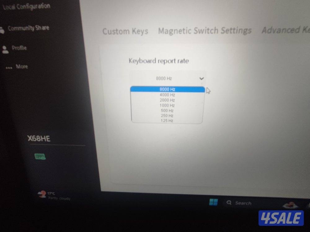 كيبورد attack shark x68 he ابيض مغناطيسي5