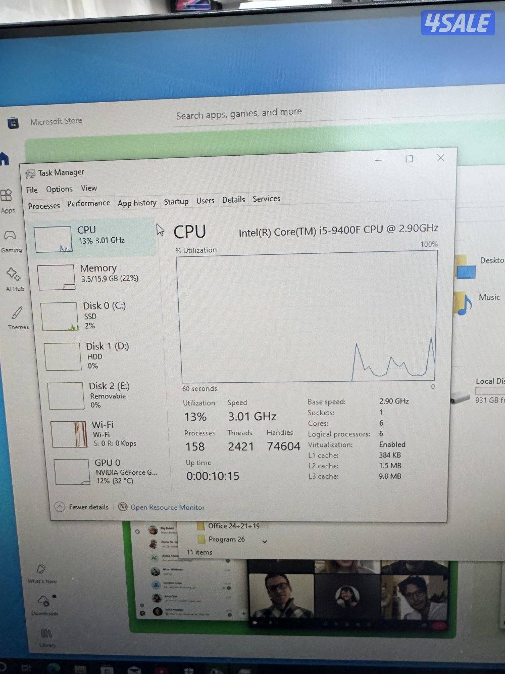 Msi Gameig i5 9Th Generation Ram 16GB SSD 240GB+ 1TB Storage GTX 16504