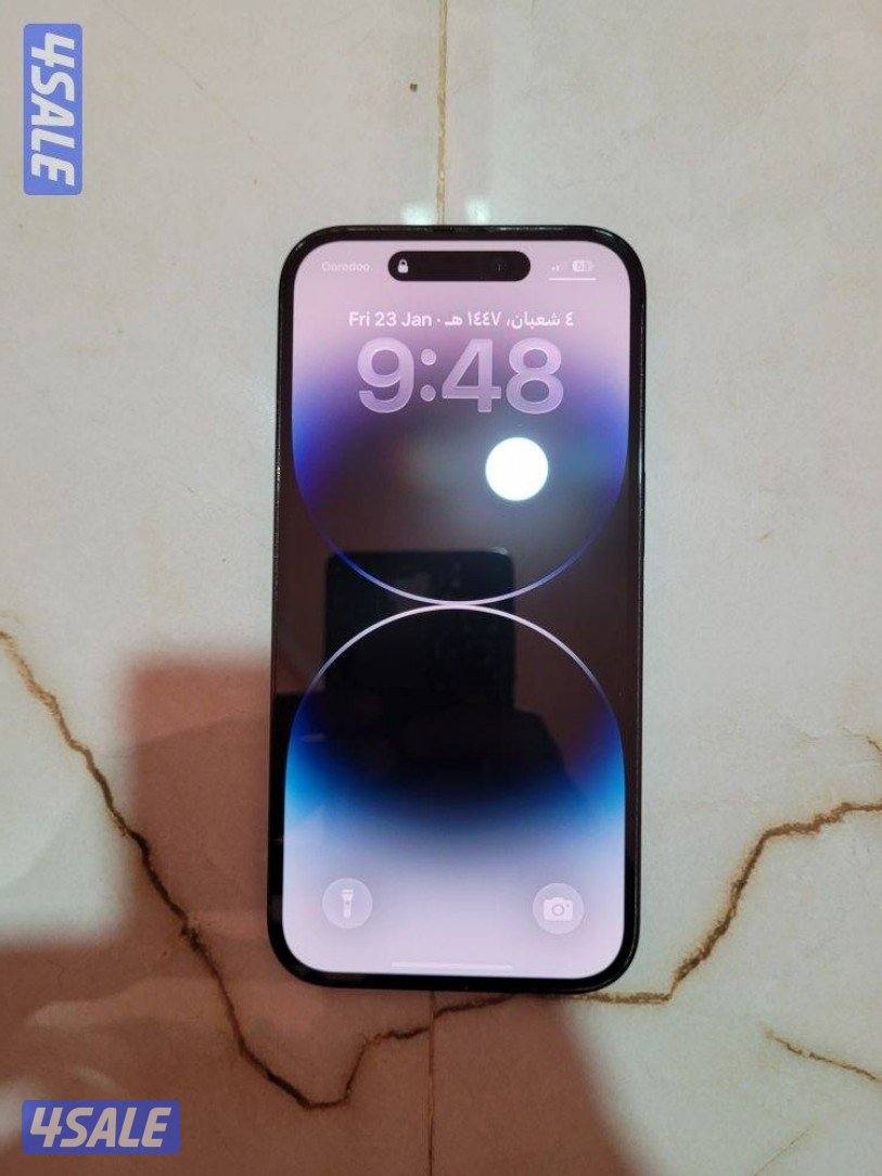 ابل ايفون ١٤ برو ٥١٢ جيجا بطارية ٨٨ مع شاحن بدور كرتون توصيل مجاني0