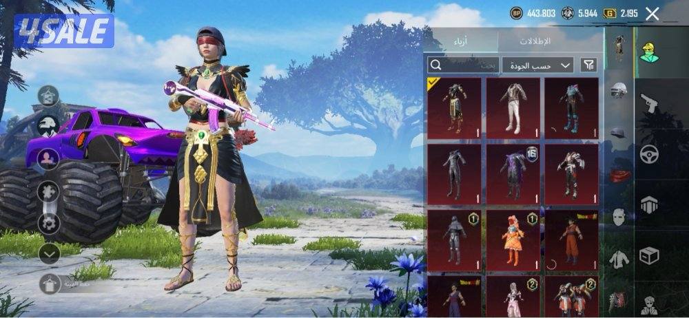 حساب ببجي للبيع اسلوب خرافي وبدلات نادره واسلحه كل مسج وفي ماكس نادر0