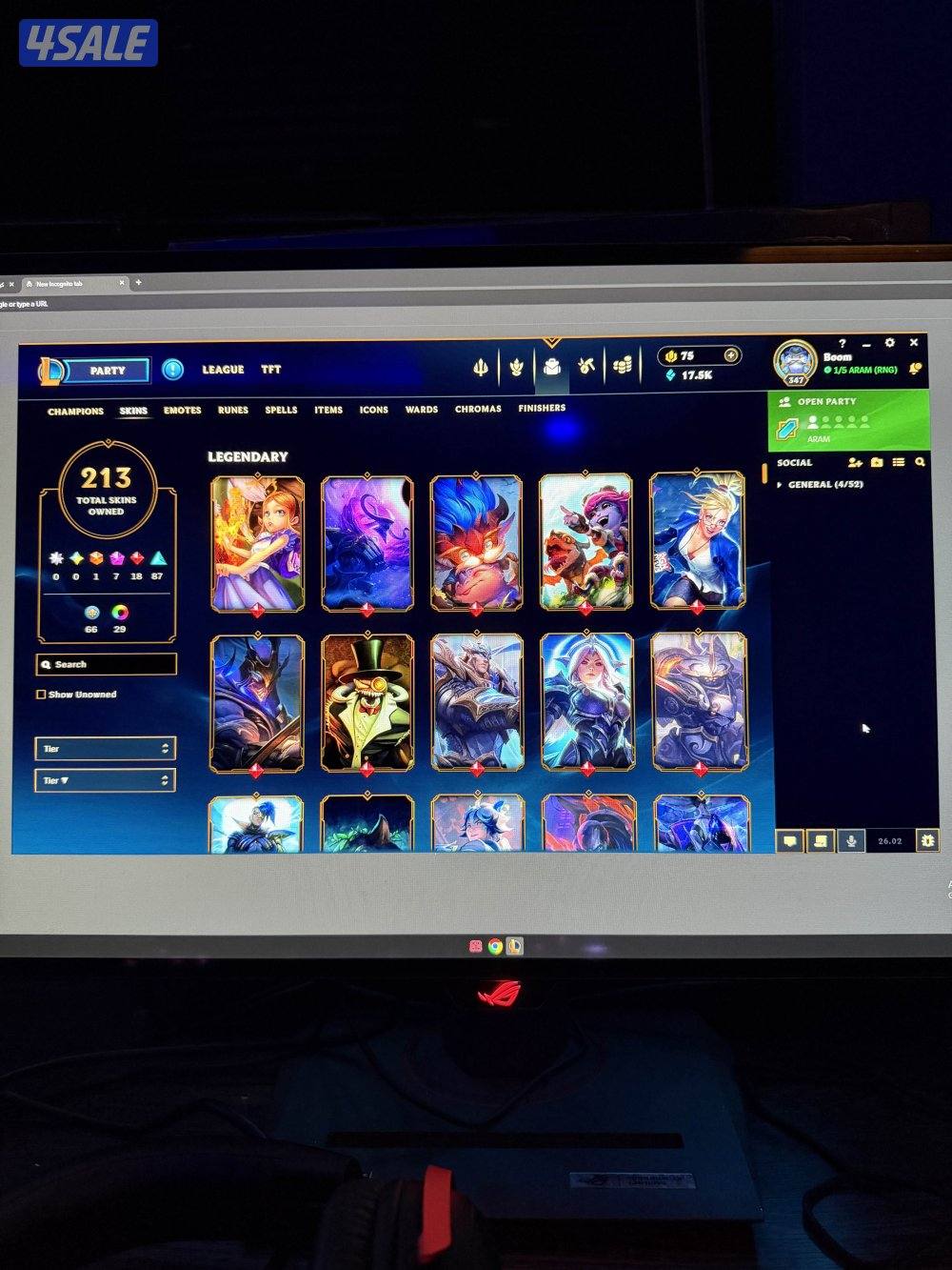 للبيع اكاونت لول فيه 220 سكن6