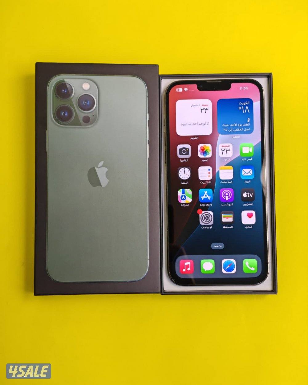 ايفون 13 Pro Max 256GB أخضر iPhone 13 Pro Max 256GB Green – Battery 820