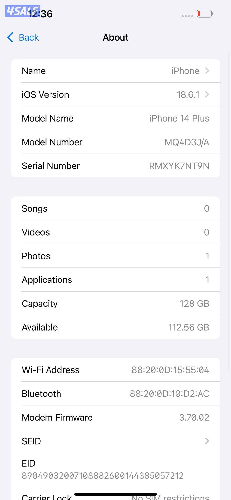 ايفون 14 بلس – 128جيجا – أبيض iPhone 14 Plus 128GB White – Battery 84%13