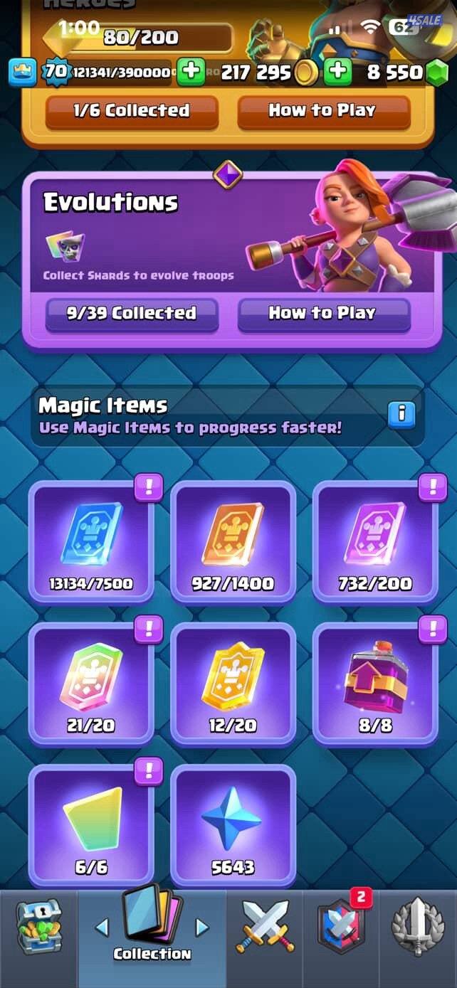 للبيع حساب كلاش رويال لفل ٧٠7