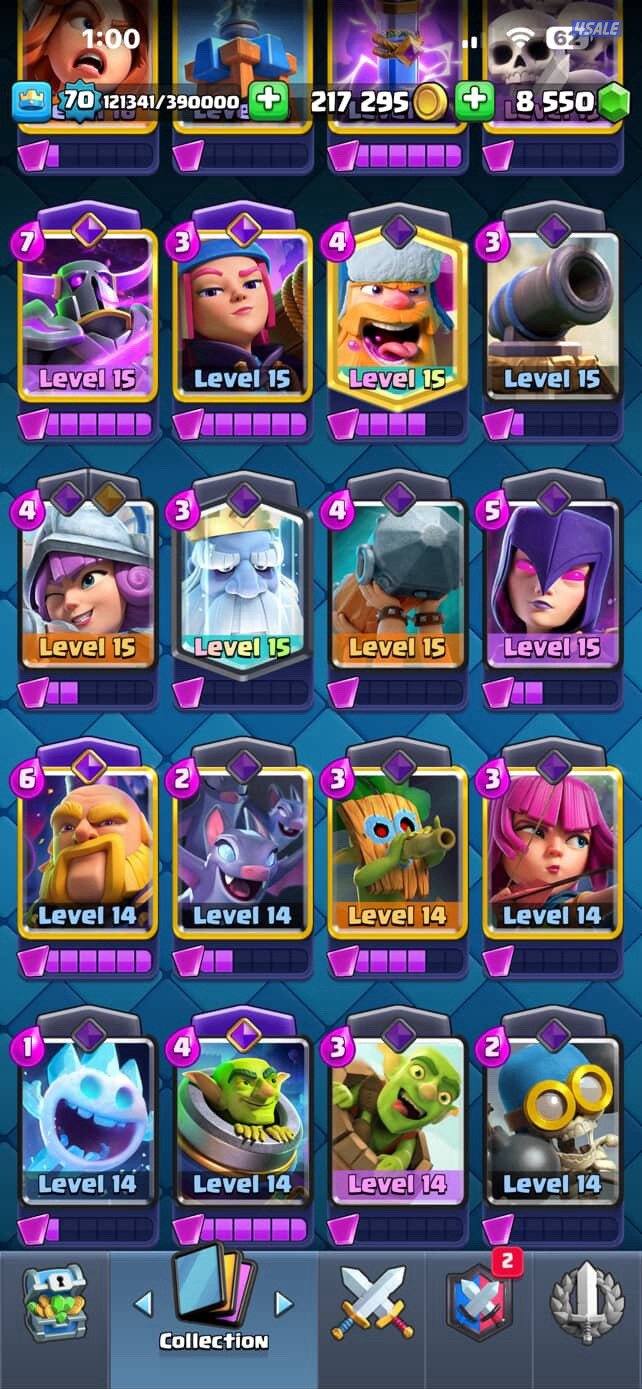 للبيع حساب كلاش رويال لفل ٧٠9