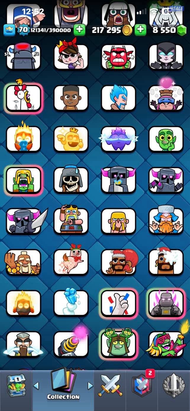 للبيع حساب كلاش رويال لفل ٧٠12