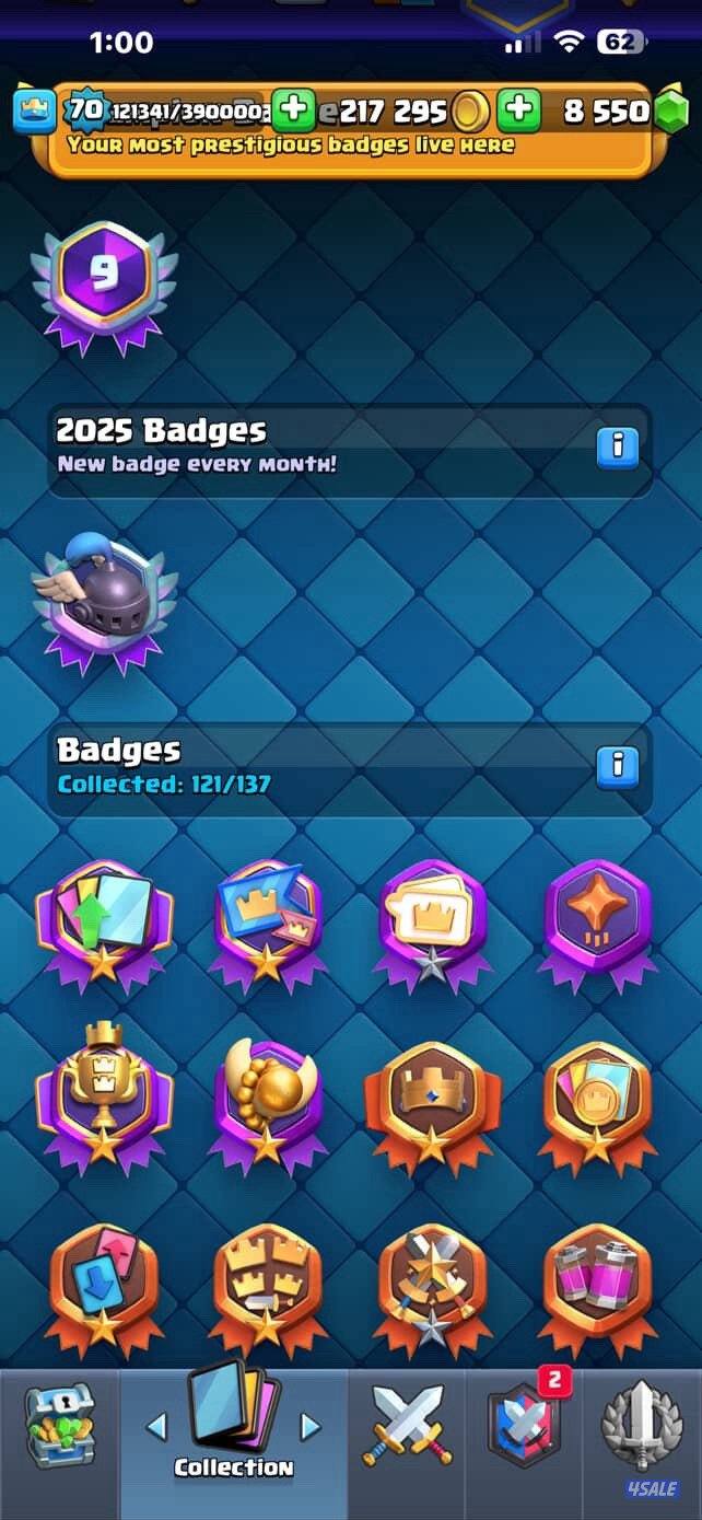 للبيع حساب كلاش رويال لفل ٧٠15