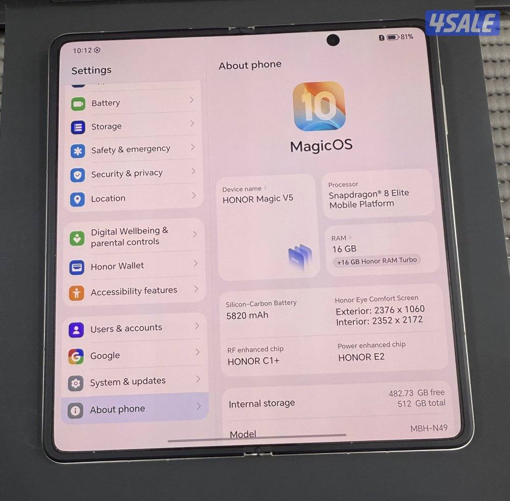 Honor Magic V5 5G 512GB+16GB RAM   White Used.7
