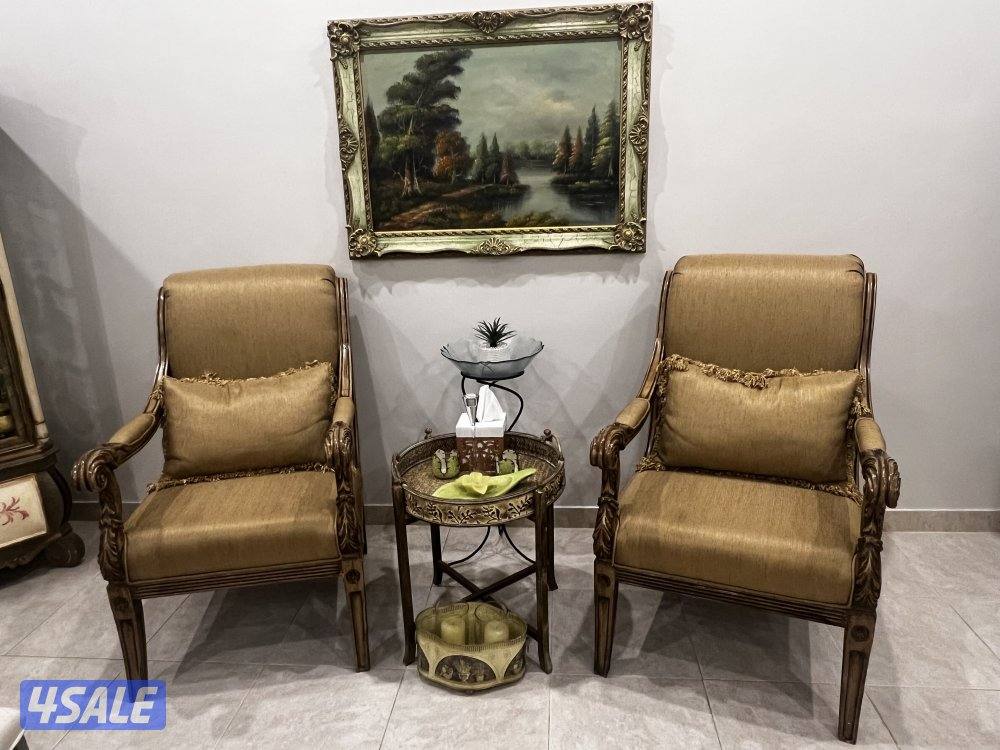 اثاث سرداب كامل 4 جلسات شبه جديده من دومين وطاولة طعام بخزاينها5