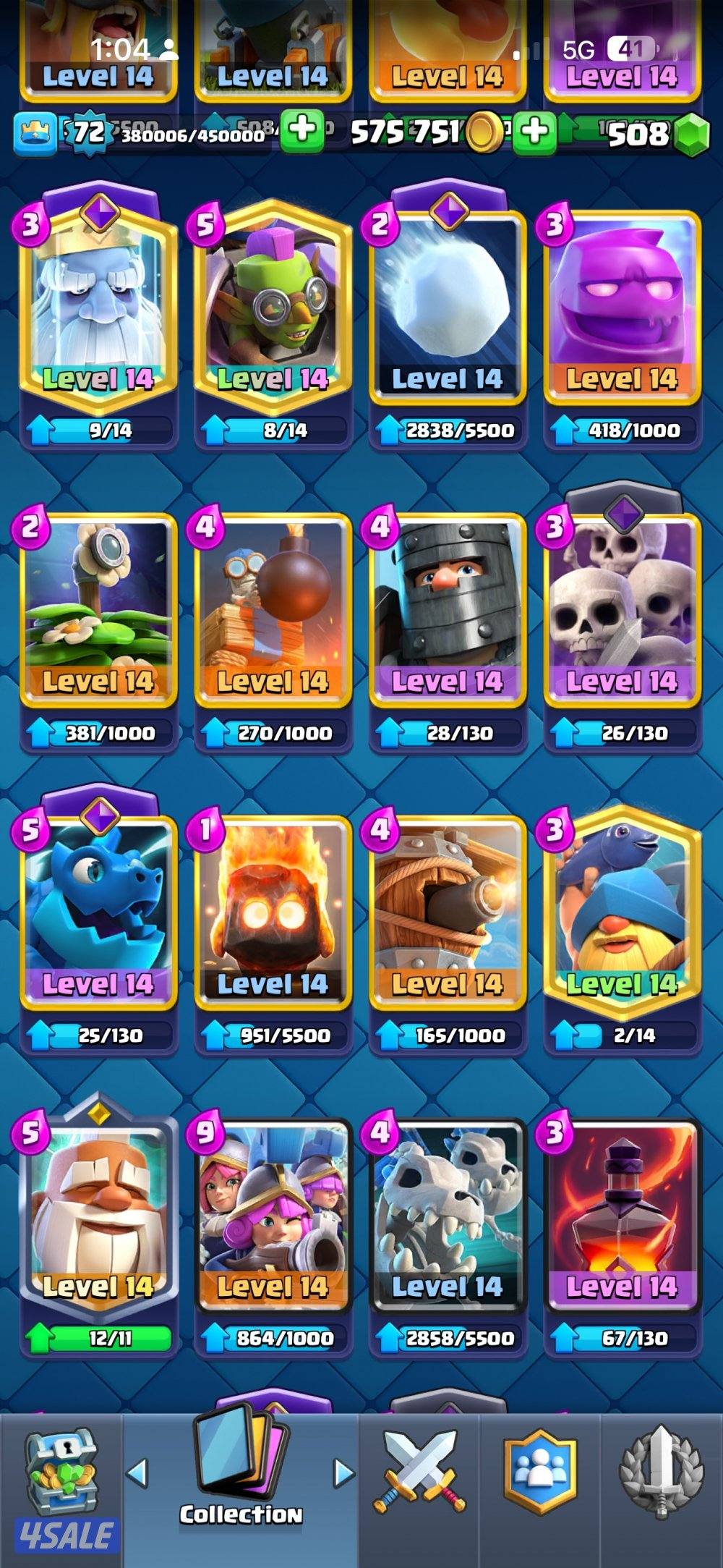 حساب كلاش رويال للبيع لفل 722