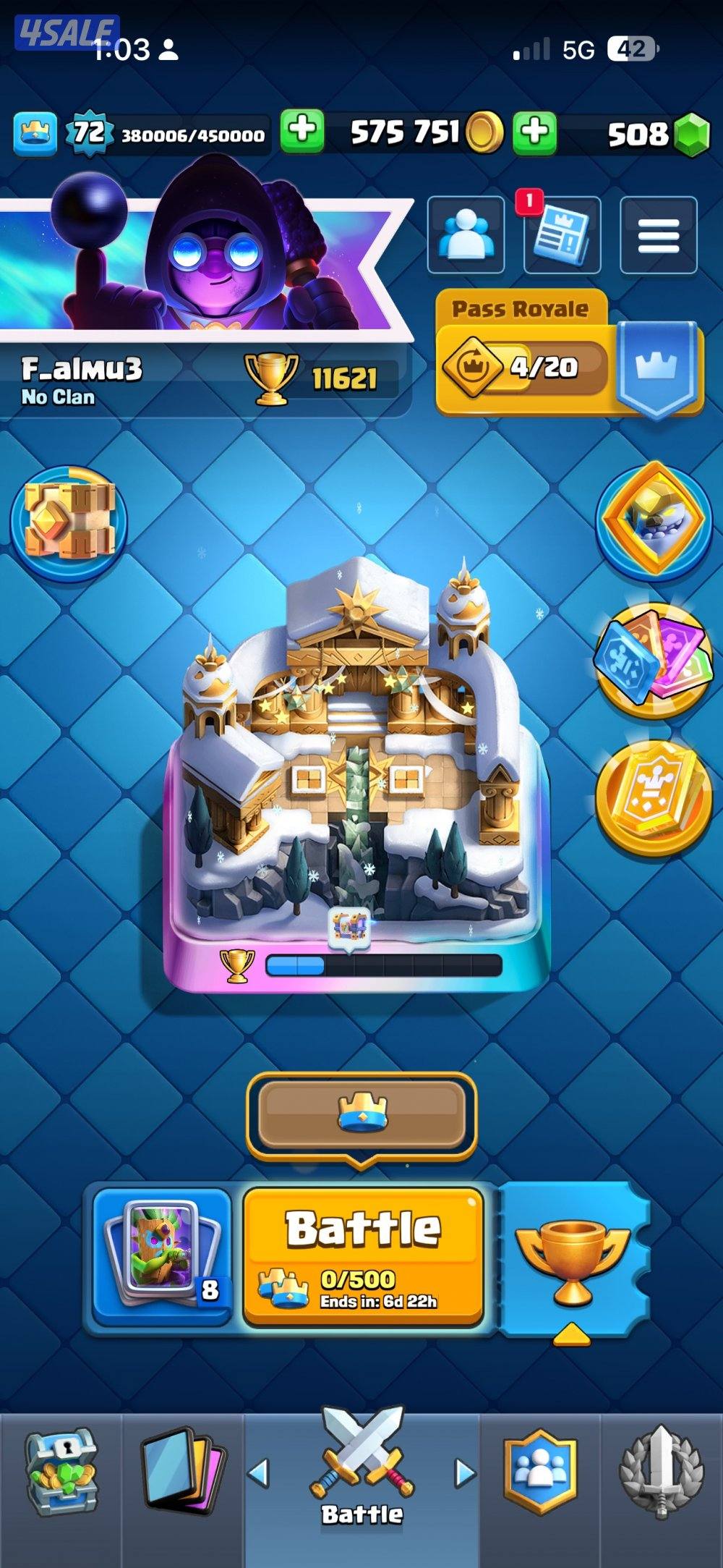 حساب كلاش رويال للبيع لفل 720