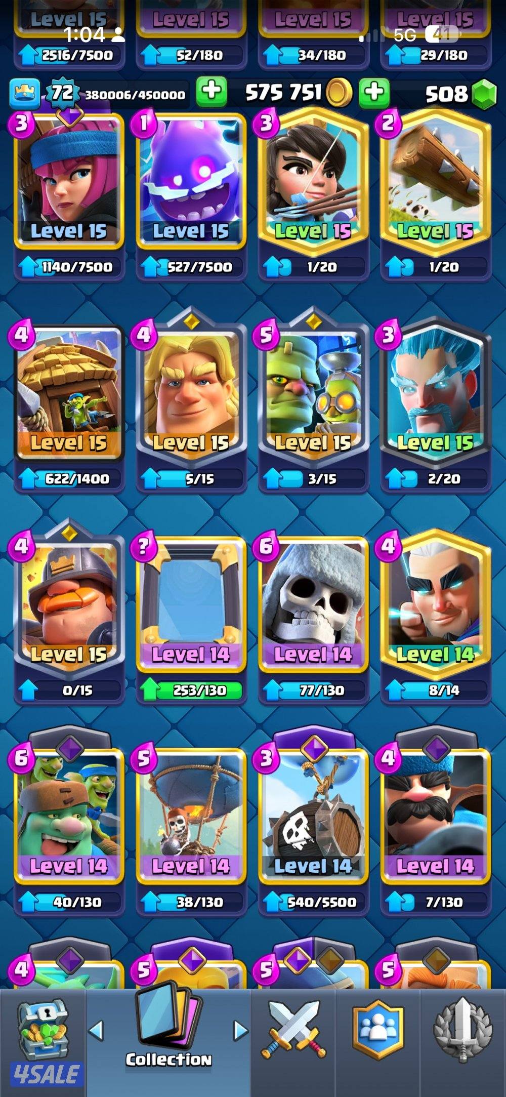 حساب كلاش رويال للبيع لفل 723