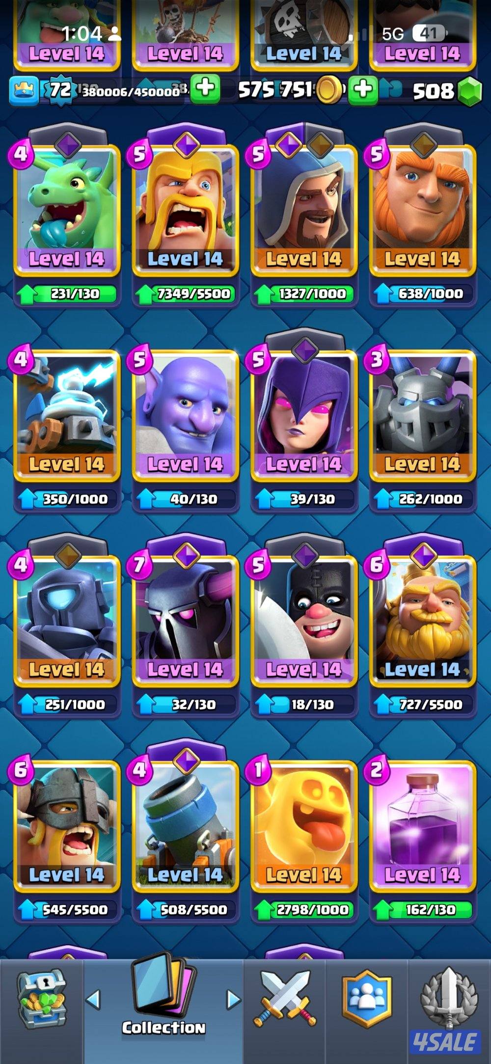 حساب كلاش رويال للبيع لفل 724