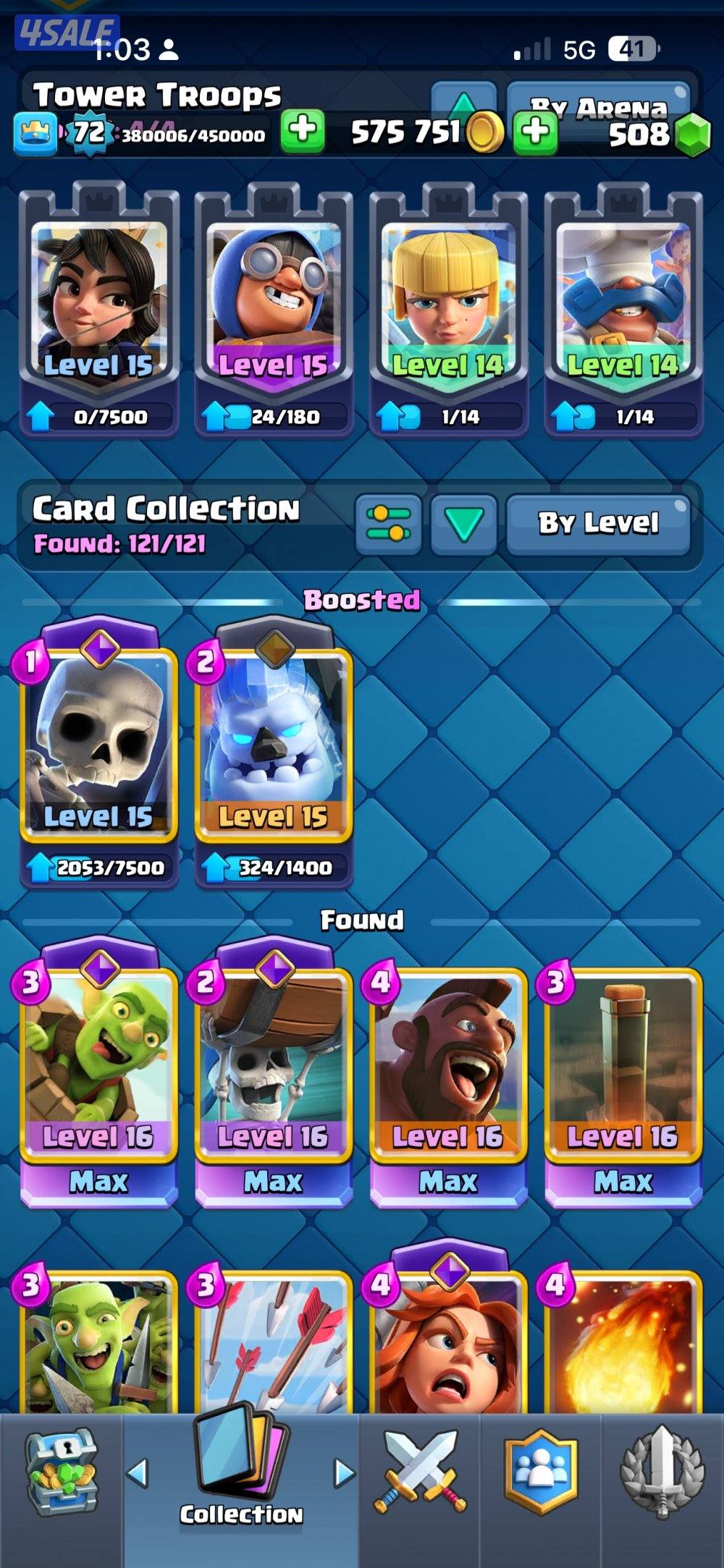 حساب كلاش رويال للبيع لفل 725