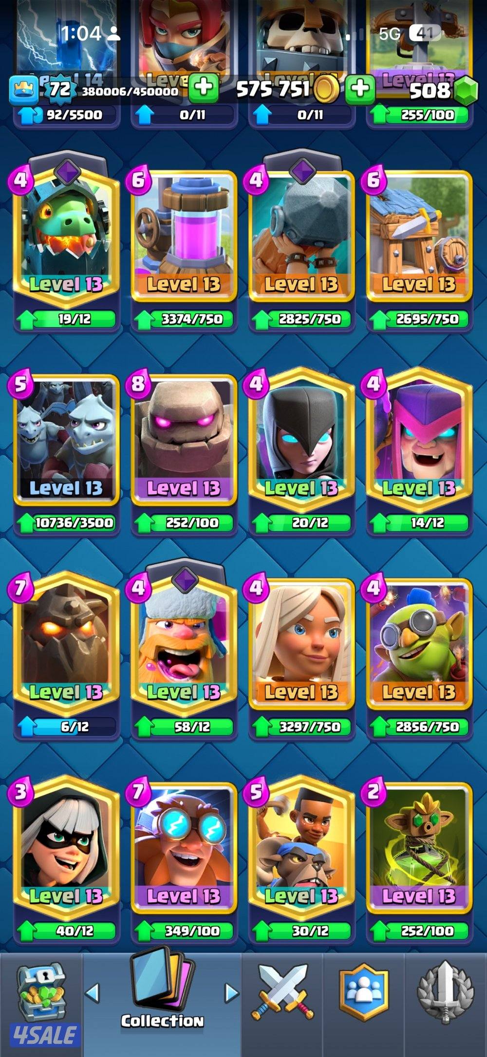 حساب كلاش رويال للبيع لفل 728