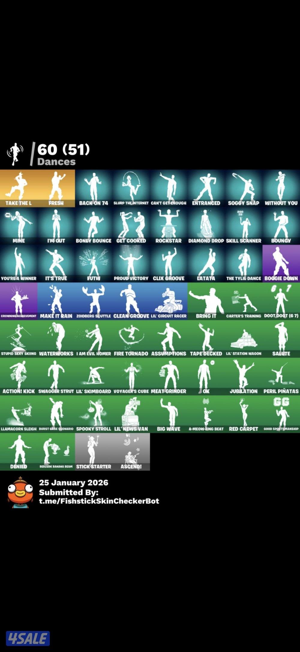 بيعه سريعه حساب فورت نايت سكلتون بنفسجي ورقصه فريش الحق العرض2