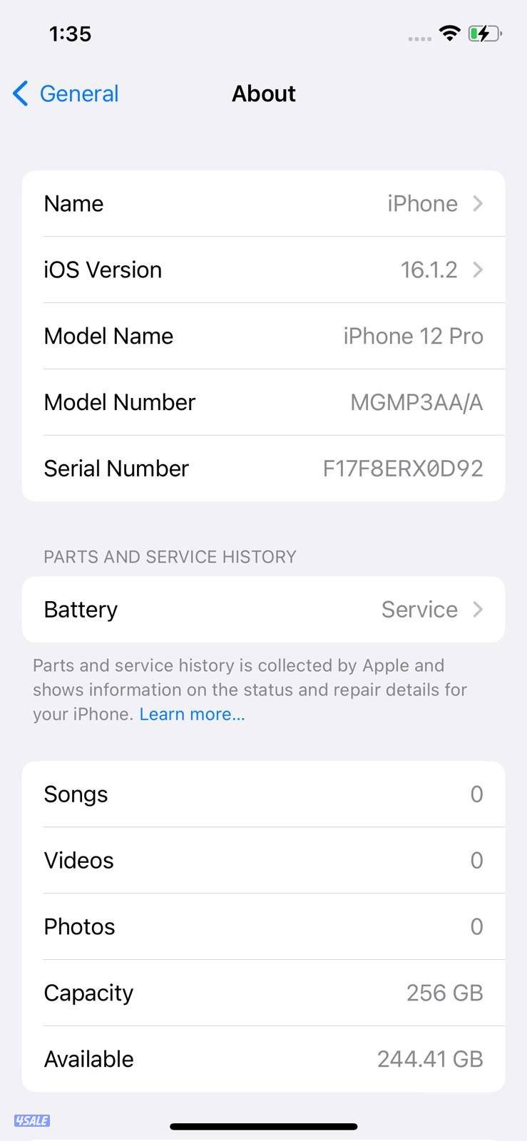 iPhone 12 Pro 256GB Gray – Battery 78% ايفون 12 برو 256 جيجا رمادي2