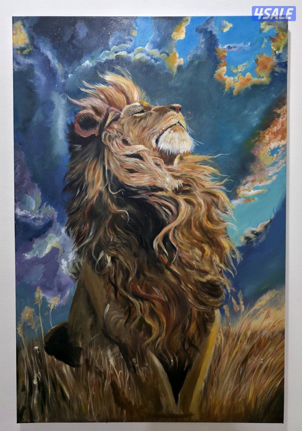 شموخ الأسد - لوحة فنية ​"لوحة رسم يدوي (Lion Art)0
