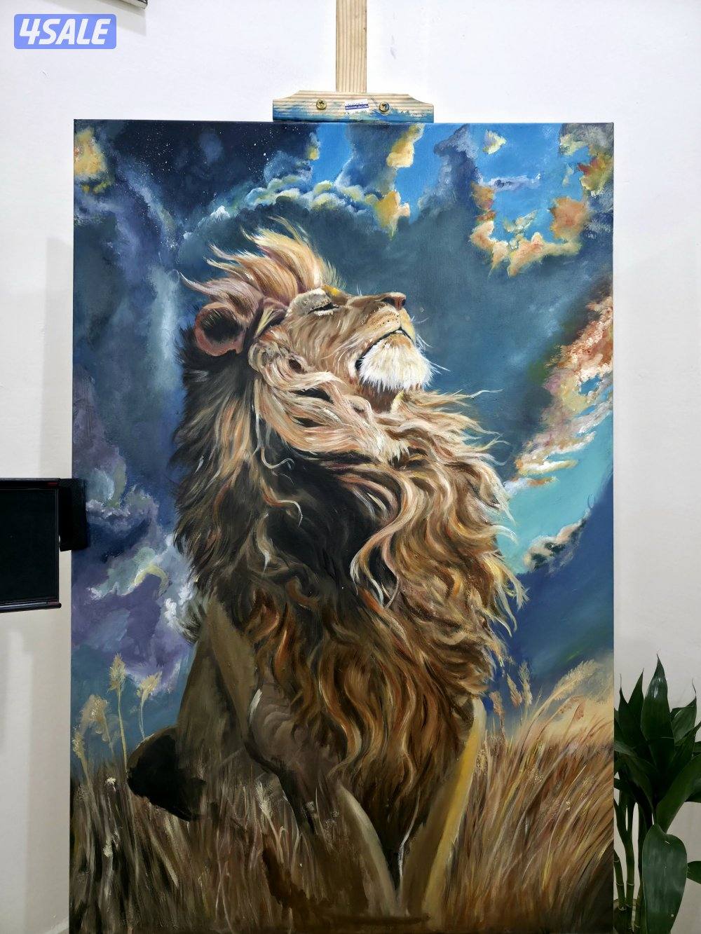 شموخ الأسد - لوحة فنية ​"لوحة رسم يدوي (Lion Art)1
