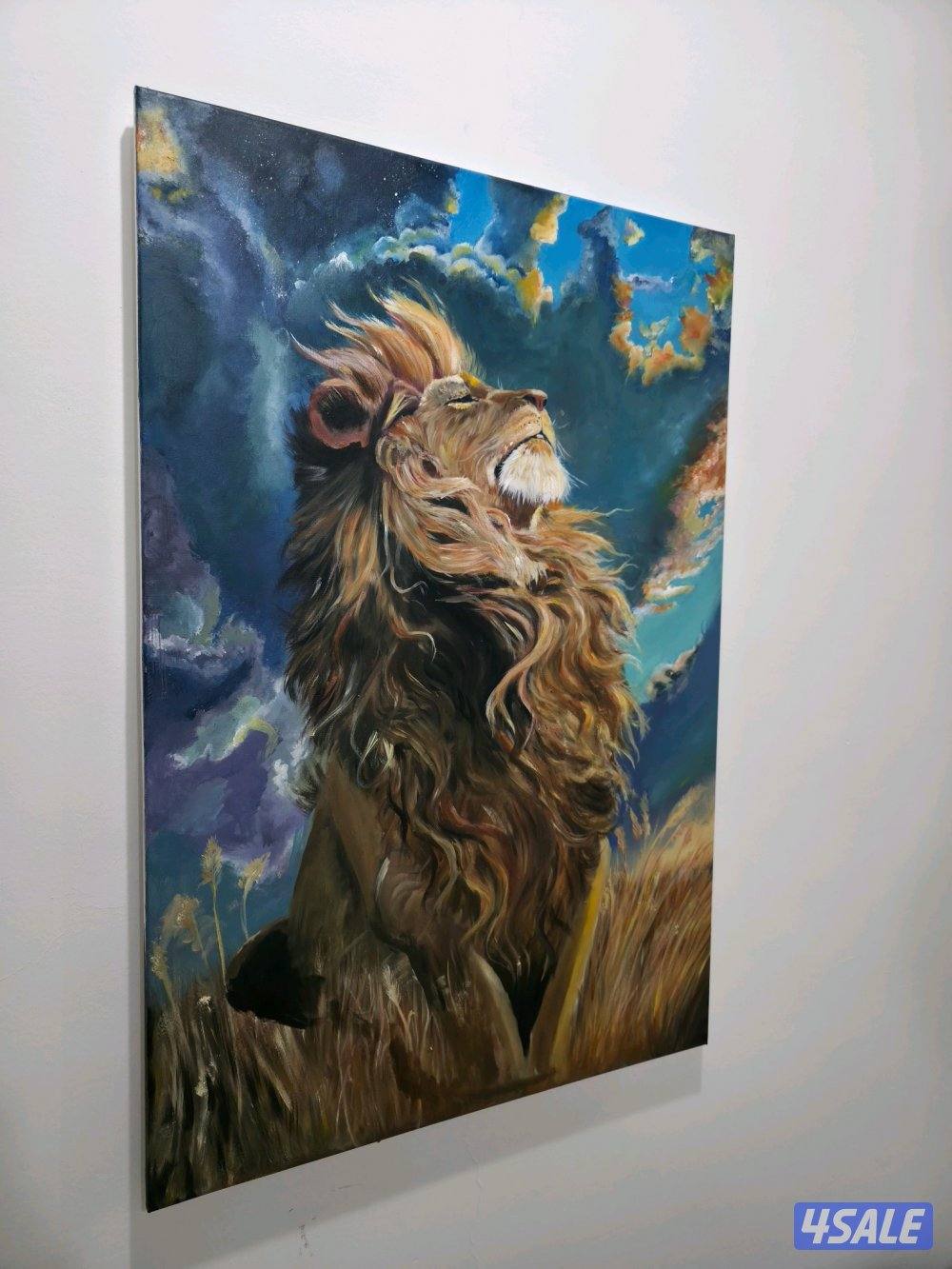 شموخ الأسد - لوحة فنية ​"لوحة رسم يدوي (Lion Art)4
