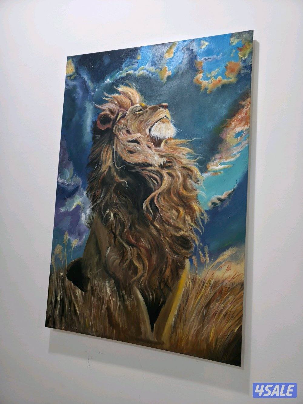 شموخ الأسد - لوحة فنية ​"لوحة رسم يدوي (Lion Art)5