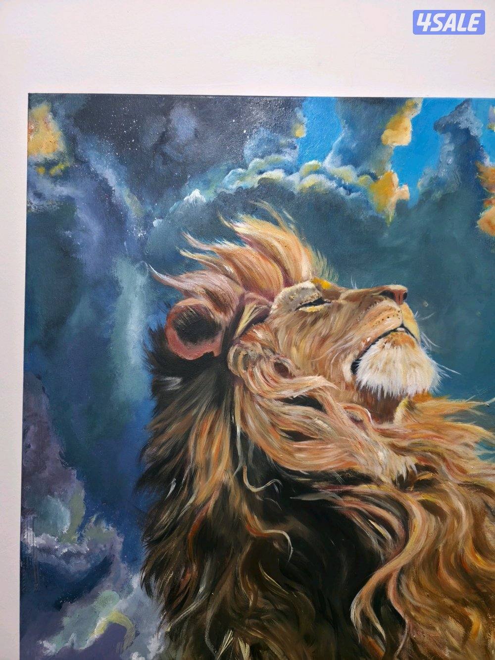 شموخ الأسد - لوحة فنية ​"لوحة رسم يدوي (Lion Art)8