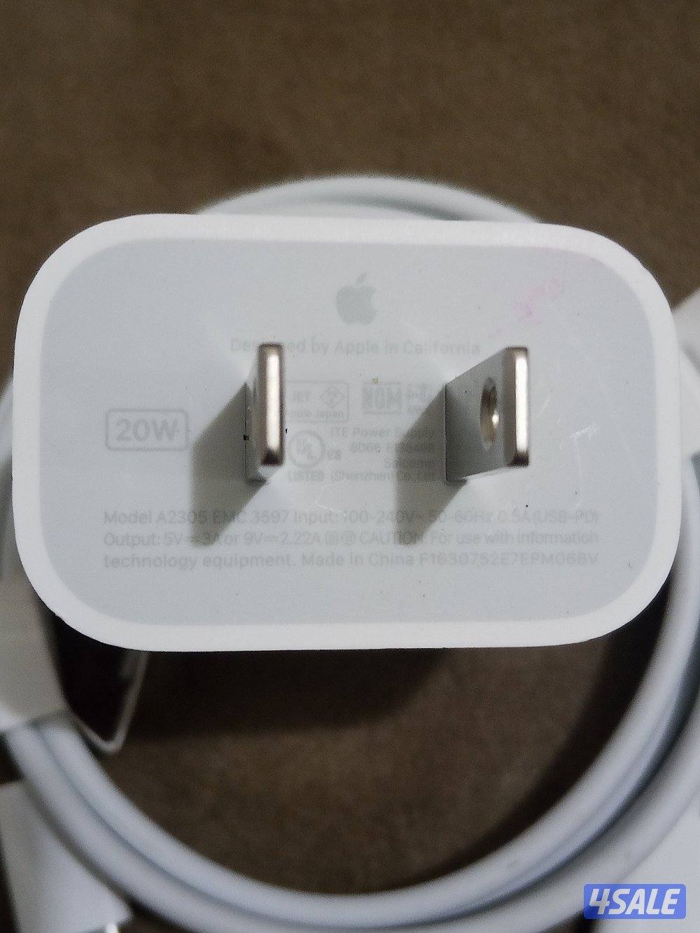 شاحن ابل امريكي 20وات 17برو ماكس اصلي جديد بالسريال نمبر4