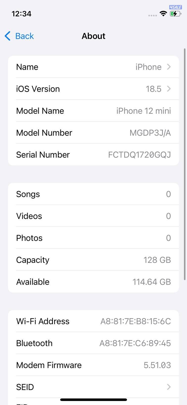 iPhone 12 Mini 128GB Blue – Battery 73% ايفون 12 ميني 128 جيجا أزرق12