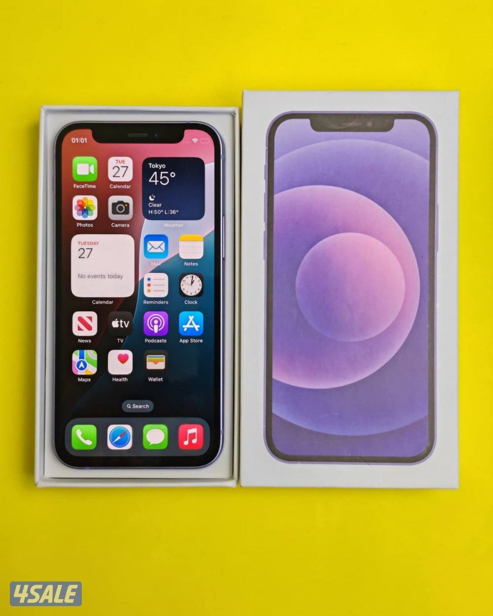 iPhone 12 Mini 128GB Purple – Battery 74% ايفون 12 ميني 128 جيجا بنفسج0