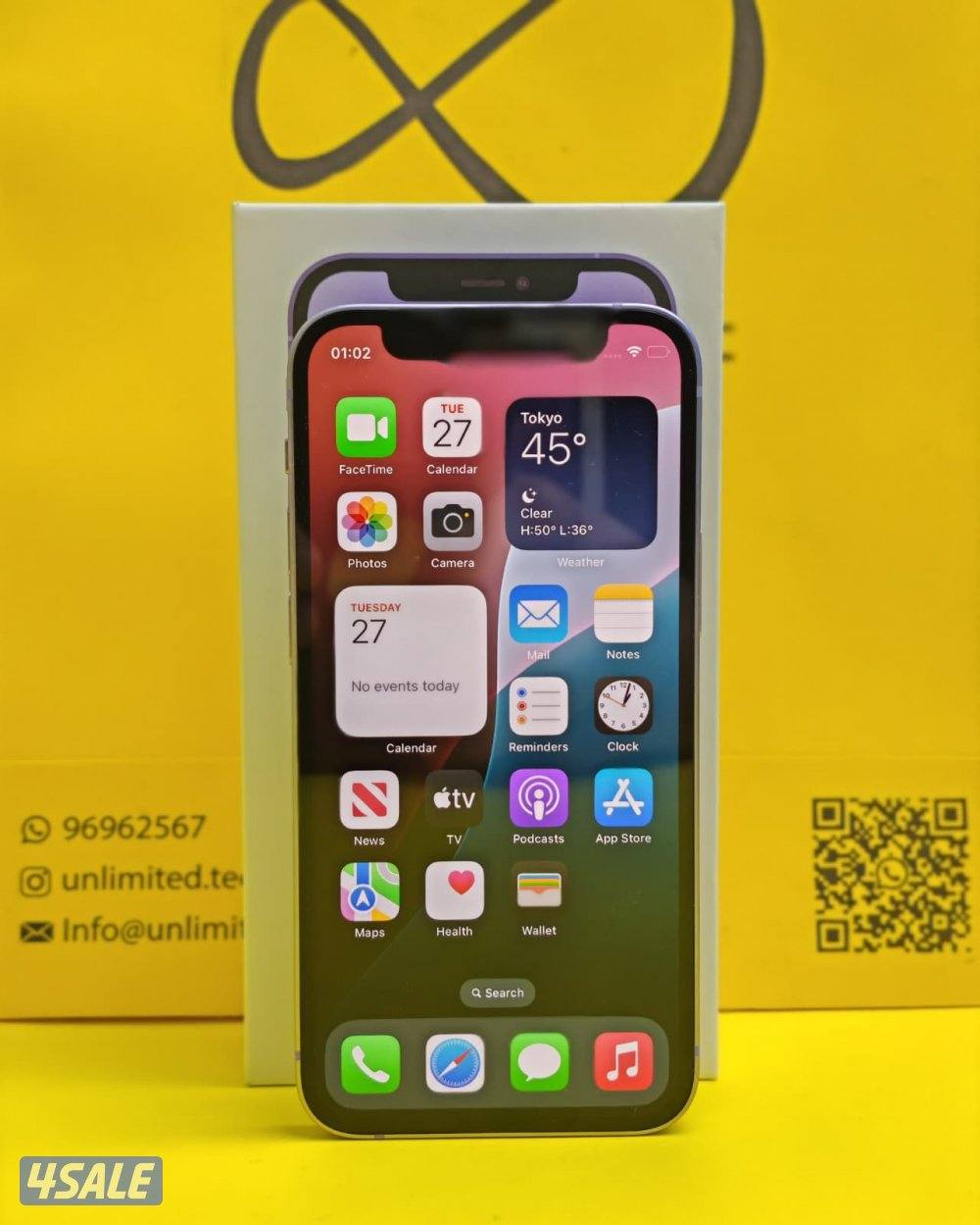 iPhone 12 Mini 128GB Purple – Battery 74% ايفون 12 ميني 128 جيجا بنفسج9