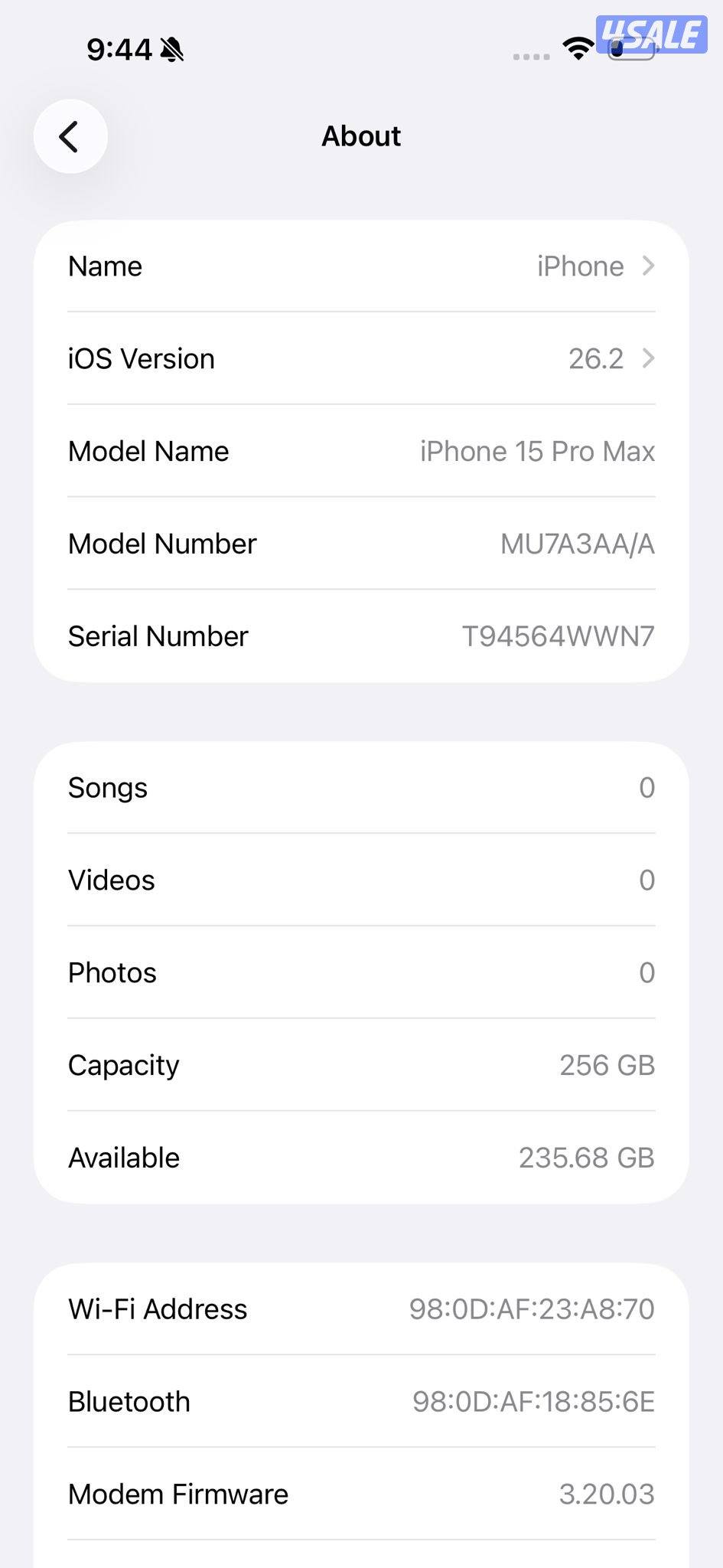 iPhone 15 Pro Max 256GB Blue – Battery 88% ايفون 15 برو ماكس 256 جيجا2
