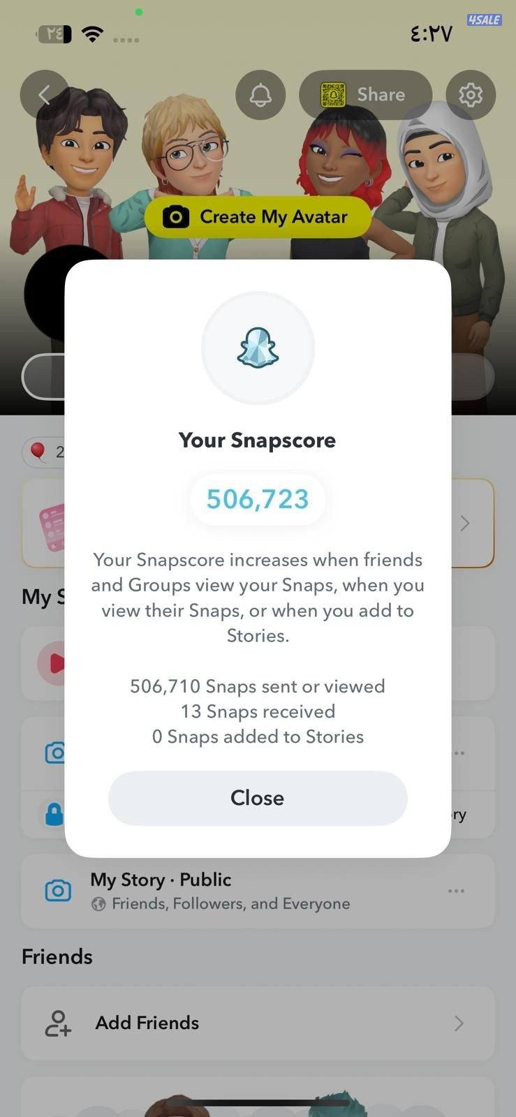 حساب سناب سكور 500 الف0