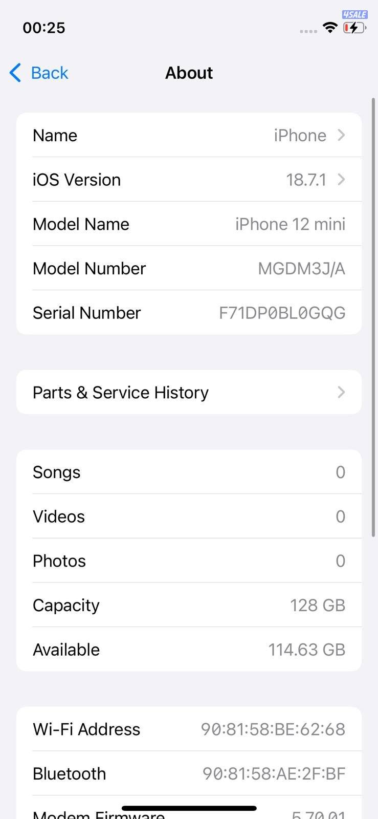 iPhone 12 Mini 128GB Starlight – Battery 76% ايفون 12 ميني 128 جيجا8