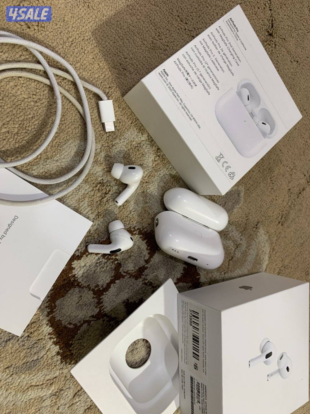 سماعة أبل ايربود برو تو 2 نظيفة جدا جدا مع الكرتون فيها عازل صوت0