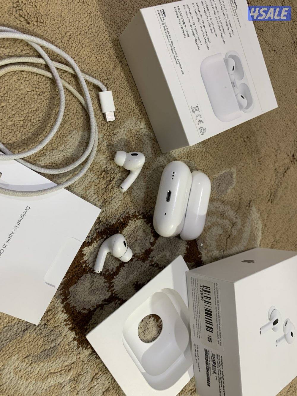 سماعة أبل ايربود برو تو 2 نظيفة جدا جدا مع الكرتون فيها عازل صوت5