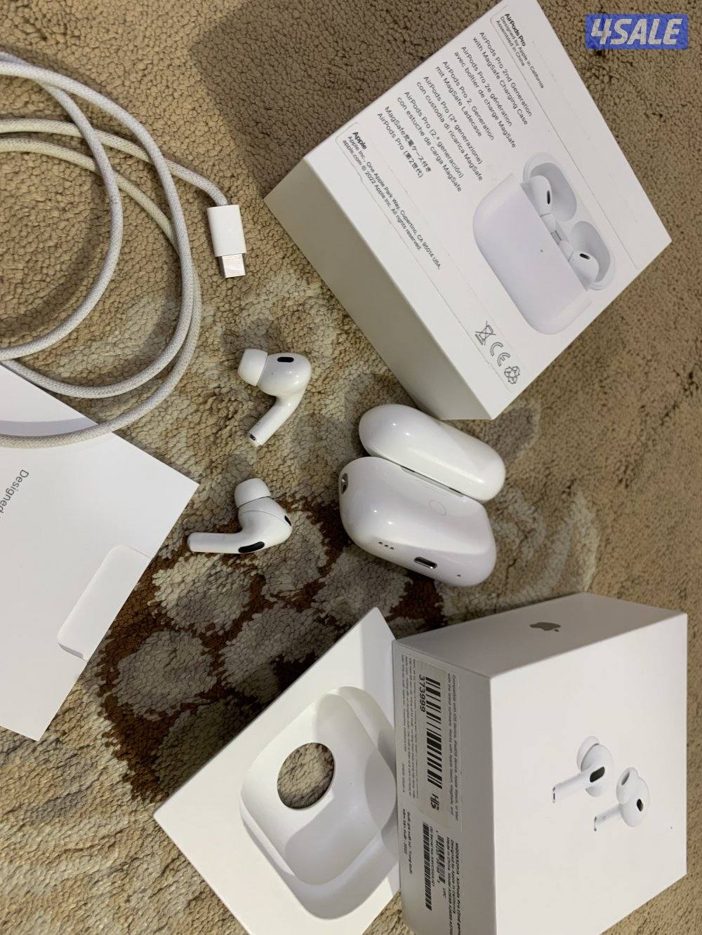 سماعة أبل ايربود برو تو 2 نظيفة جدا جدا مع الكرتون فيها عازل صوت6
