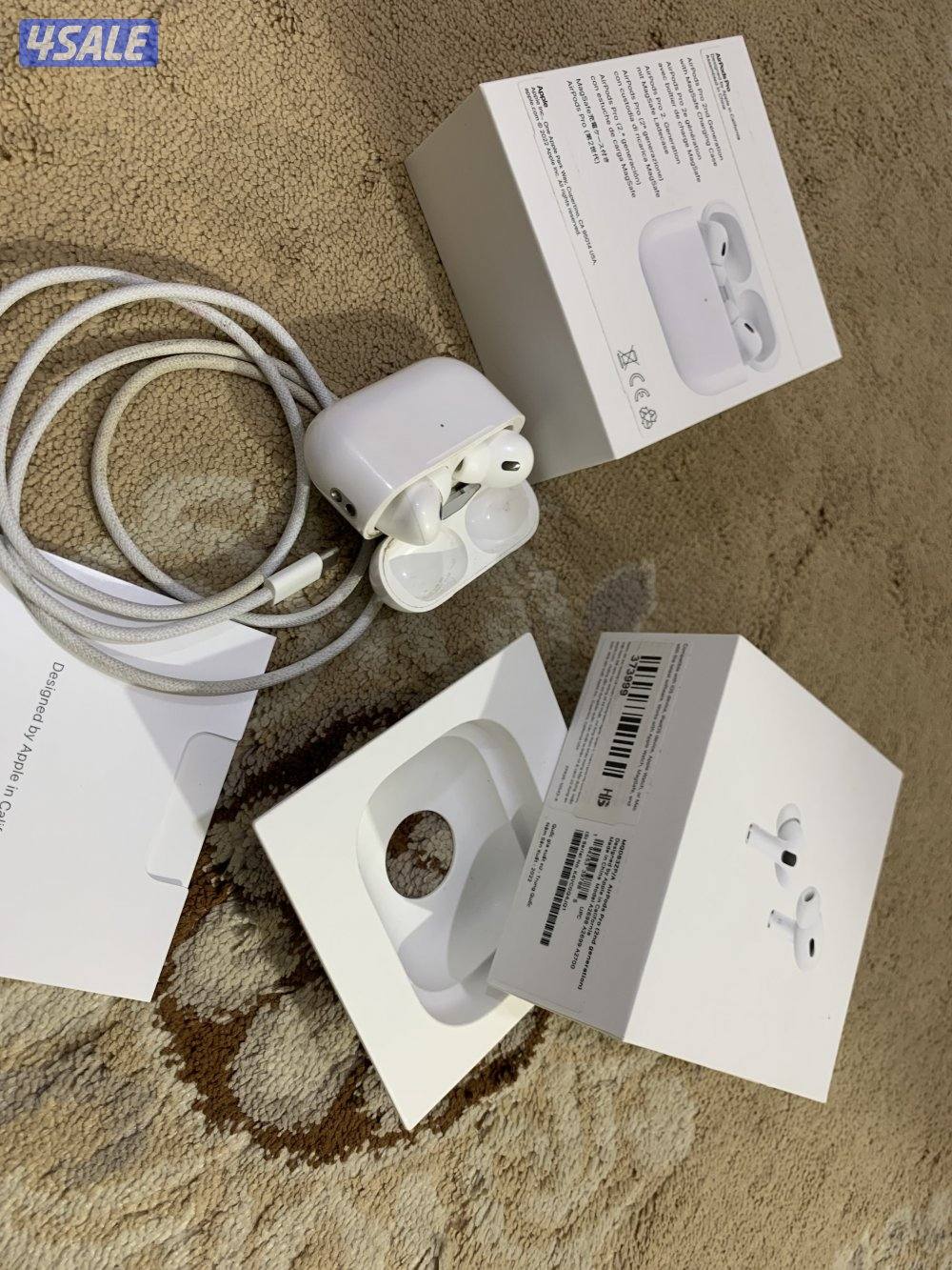 سماعة أبل ايربود برو تو 2 نظيفة جدا جدا مع الكرتون فيها عازل صوت9