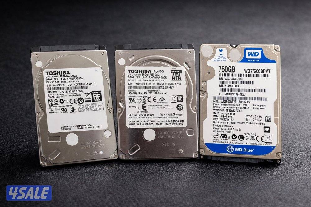للبيع 3 هاردات لابتوب SATA (320GB + 500GB + 750GB)0